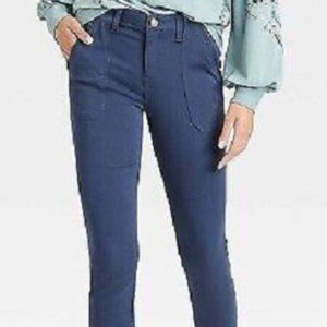Knox Rose Women's Mid-Rise Ankle Skinny Pants Navy Blue